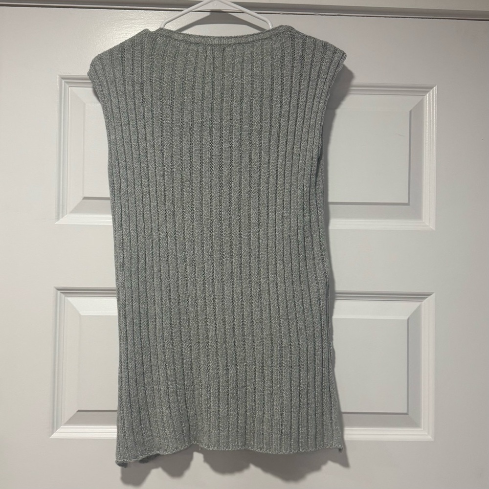 POL Gray Ribbed Buttoned Tank Top - Picture 4 of 6